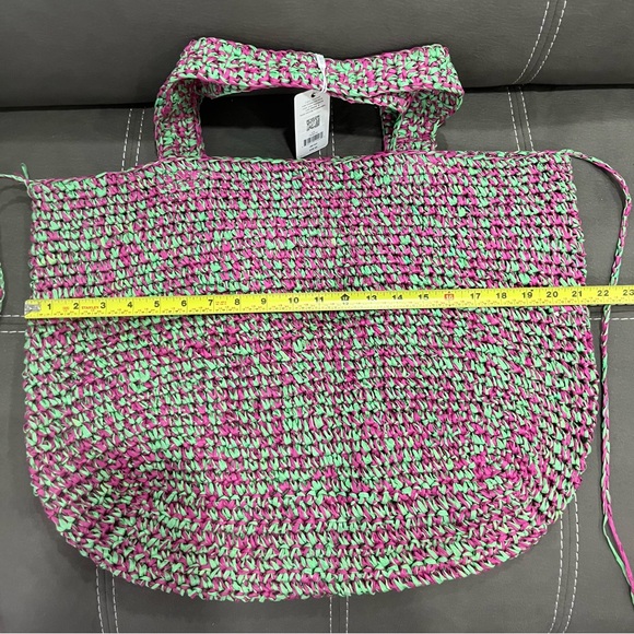 Urban Expressions Handbags - Urban Expressions Pink and Green Woven Tote